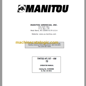 Manitou TMT55 HT XT 4W T3 OPERATOR MANUAL