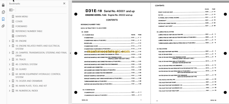 Komatsu FB(L)10 14 15 FB15H1 18H1 Forklift Truck Parts Book