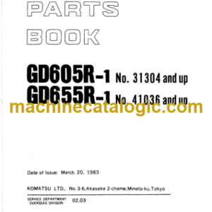 Komatsu GD605R-1 GD655R-1 Parts Book