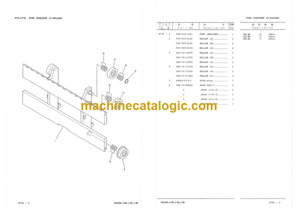 Komatsu FB10M FB13M-2 FB15M FB18M-2 Parts Book