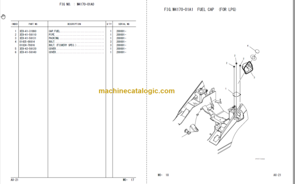 Komatsu FG10 15 18 21W FD10 15 18-21A Parts Book