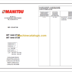 Manitou MT 1440 ST3B Parts Catalogue