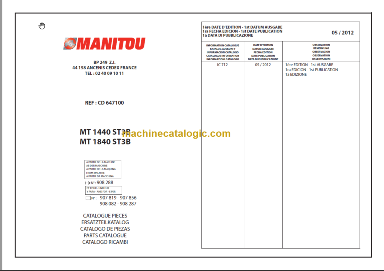 Manitou MT 1440 ST3B Parts Catalogue