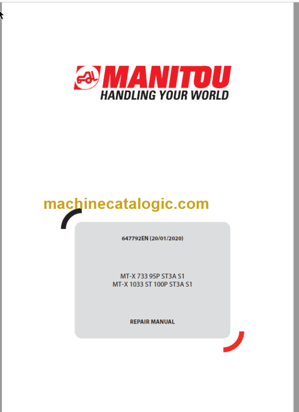 Manitou MT-X 733 95P ST3A S1 Repair Manual