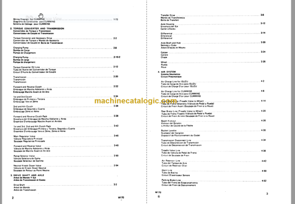 Komatsu W170 Wheel Loader Parts Book