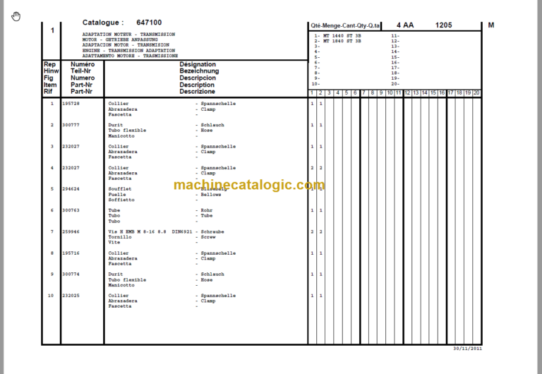 Manitou MT 1440 ST3B Parts Catalogue