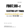Komatsu FB07 FB09-2 Electric Lift Truck Parts Book