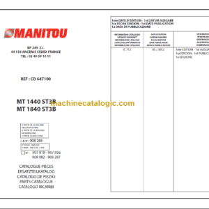 Manitou MT 1840 ST3B Parts Catalogue