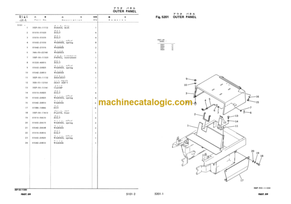 Komatsu FB07 FB09-2 Electric Lift Truck Parts Book