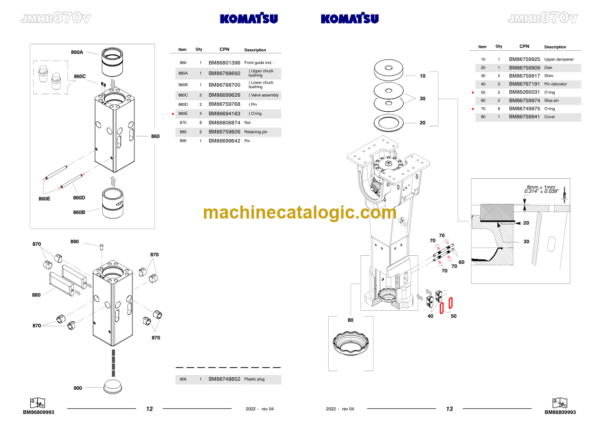 Komatsu JMHB870V-1 Hydraulic Breaker Parts Book