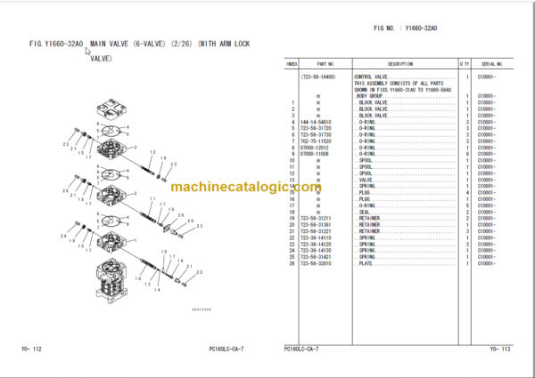 Komatsu PC160LC-7 Hydraulic Excavator Parts Book