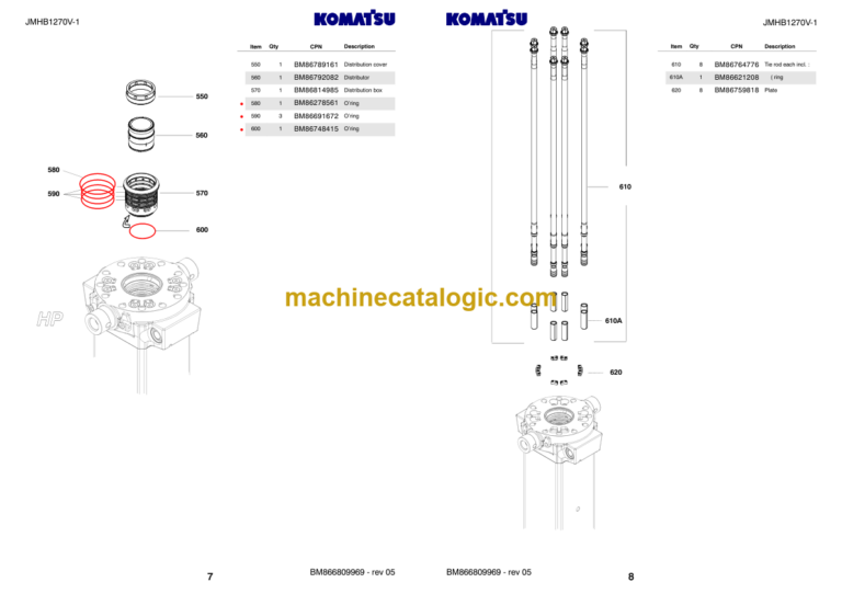 Komatsu JMHB1270V-1 Hydraulic Breaker Parts Book