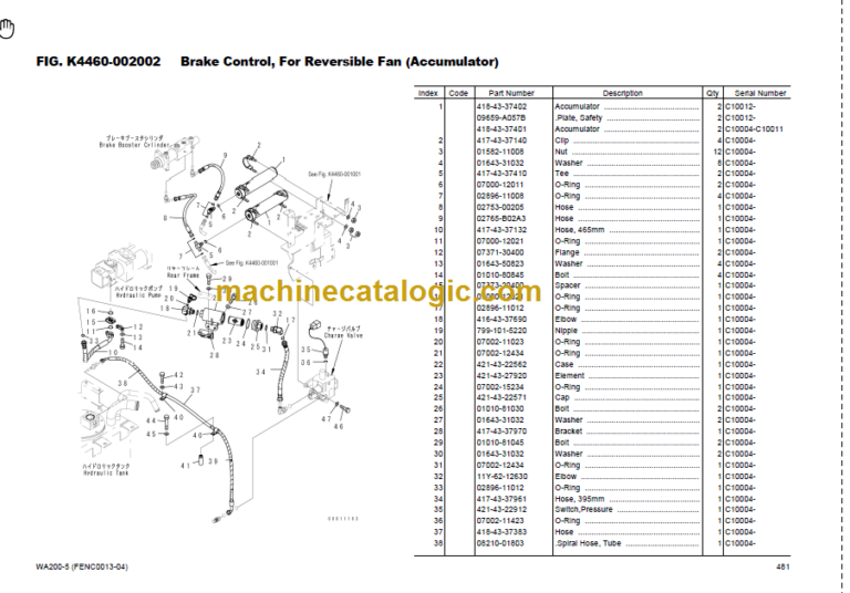 Komatsu WA200-5 Wheel Loader SAA6D102E-2EE-8 Parts Book