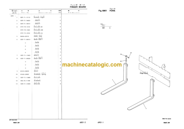 Komatsu FB07 FB09-2 Electric Lift Truck Parts Book