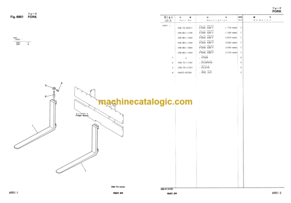 Komatsu FB07 FB09-2 Electric Lift Truck Parts Book