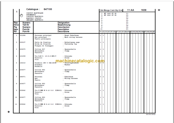 Manitou MT 1840 ST3B Parts Catalogue