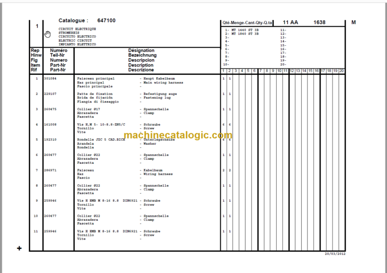 Manitou MT 1840 ST3B Parts Catalogue