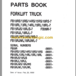Komatsu FB10RS 13RS 15RS 18RS-7 RL RJS RJL-7 RJWS RJWL Parts Book