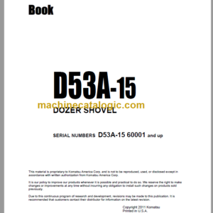 Komatsu D53A-15 Dozer Shovel Parts Book