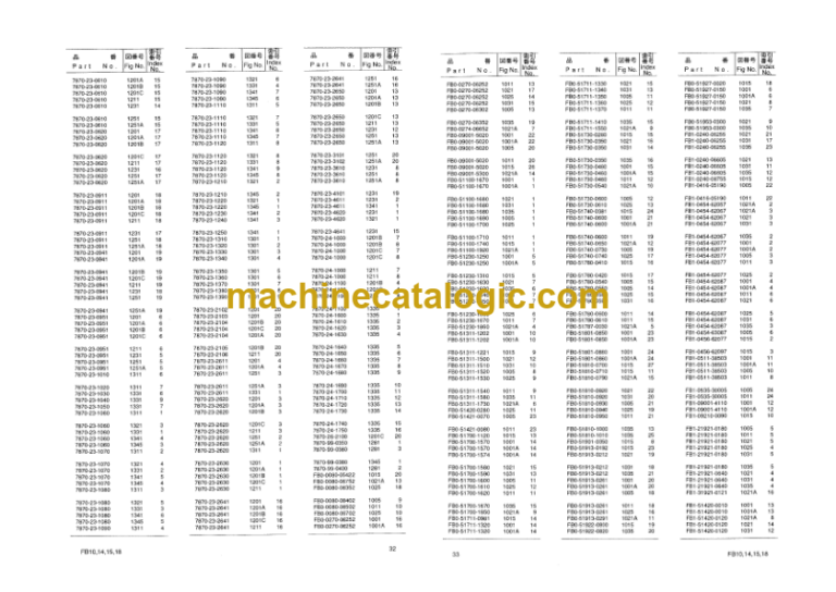 Komatsu FB10EX FB14EX FB15EX FB18EX-7 EXL EXG EXH Parts Book