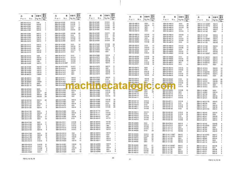 Komatsu FB10EX FB14EX FB15EX FB18EX-7 EXL EXG EXH Parts Book