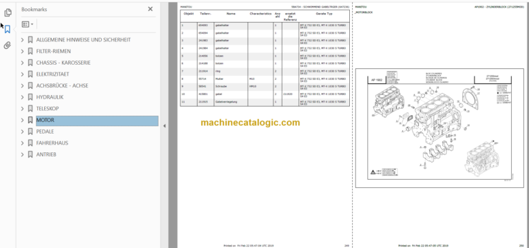 Manitou MT-X 1030 S T Parts Catalogue