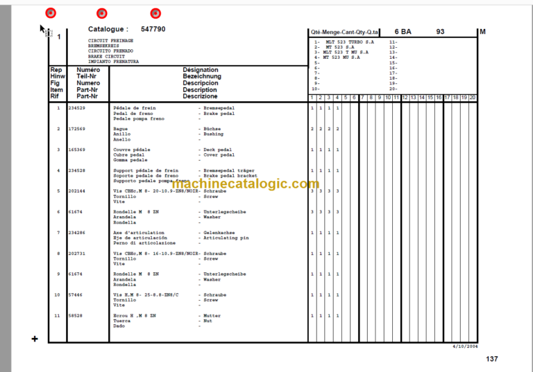 Manitou MT 523 Turbo SERIES A Parts Manual