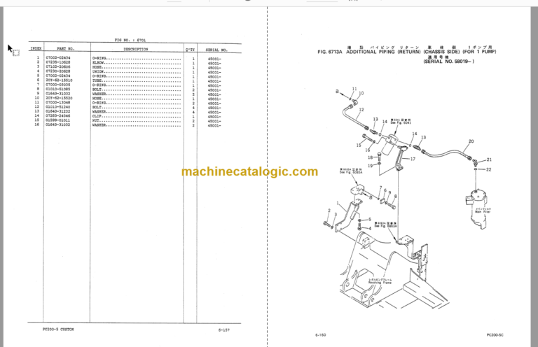 Komatsu PC200-5 PC200LC-5 Hydraulic Excavator Parts Book