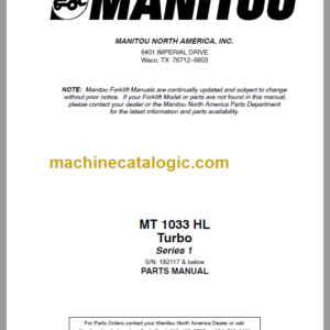 Manitou MT 1033 HL Turbo Series 1 Parts Manual