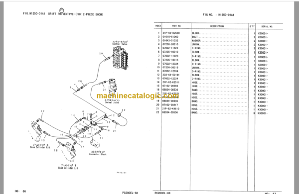 Komatsu PC200EL-6K PC200EN-6K Hydraulic Excavator Parts Book