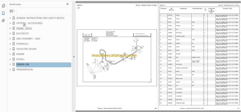 Manitou MT 523 Turbo Parts Catalogue