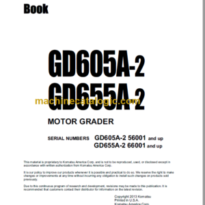 Komatsu GD605A-2 GD655A-2 Motor Grader Parts Book