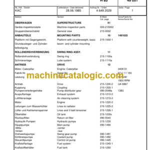 Komatsu H85 Parts Catalog