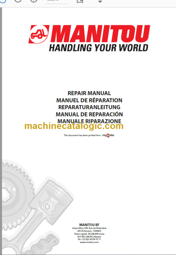 Manitou 120 SE 2 REPAIR MANUAL