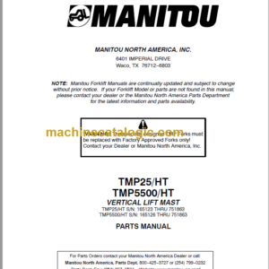 Manitou TMP25HT TMP5500HT LIFT PARTS MANUALS