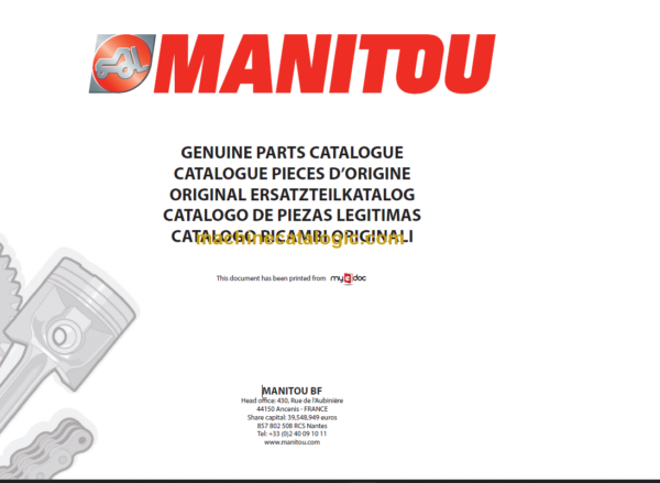 Manitou MT 1840 A Priviledge Genuine Parts Catalogue