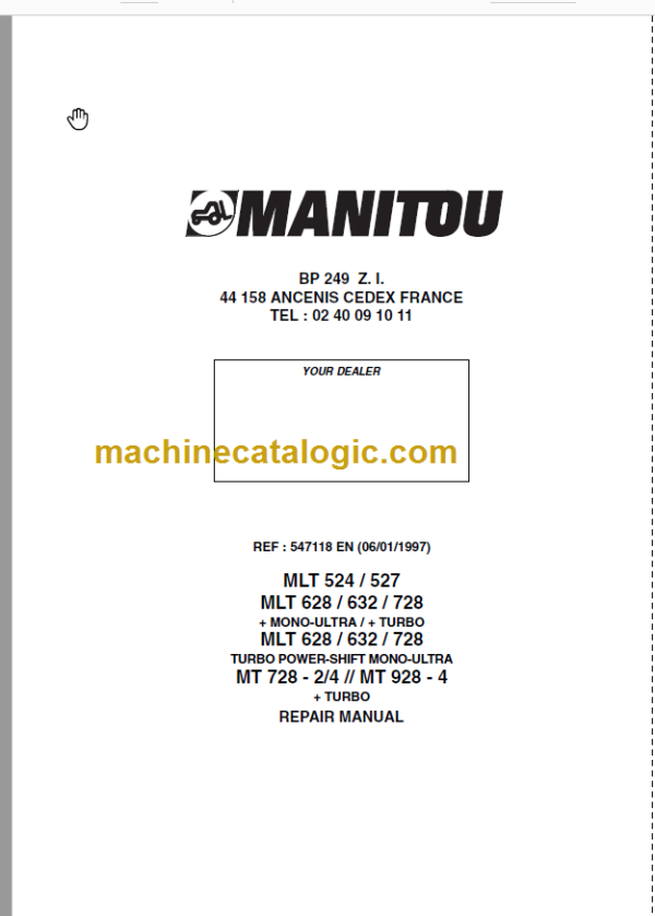 Manitou MT 928 Repair Manual