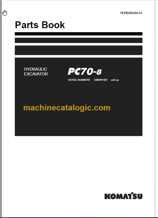 Komatsu PC70-8 Hydraulic Excavator Parts Book