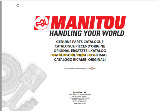 Manitou MT 620 Turbo Parts Catalogue