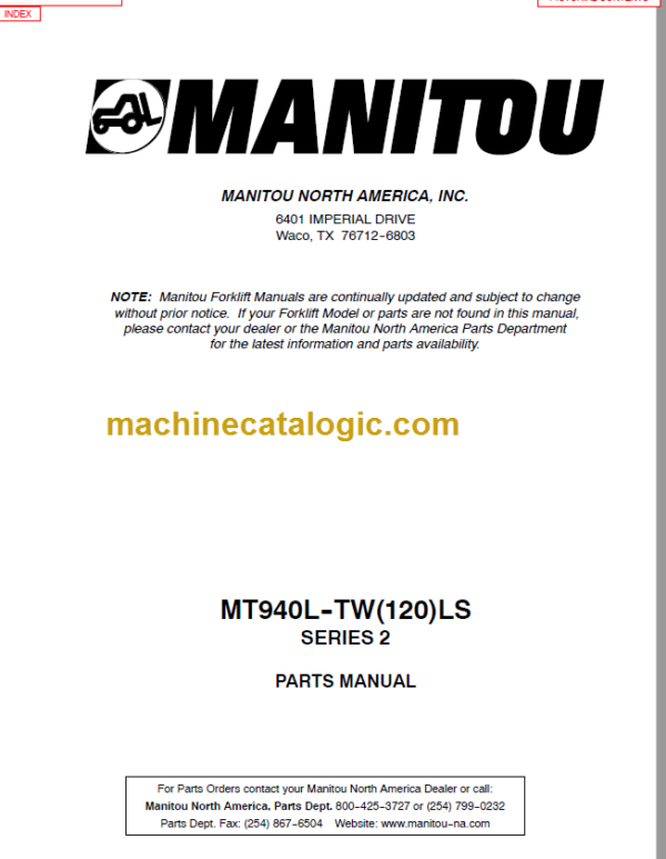 Manitou MT 940L 120LS Parts Manual