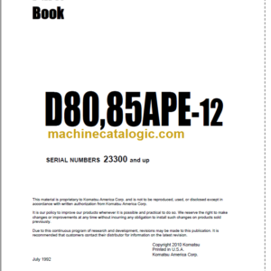 Komatsu D80 D85APE-12 Parts Book