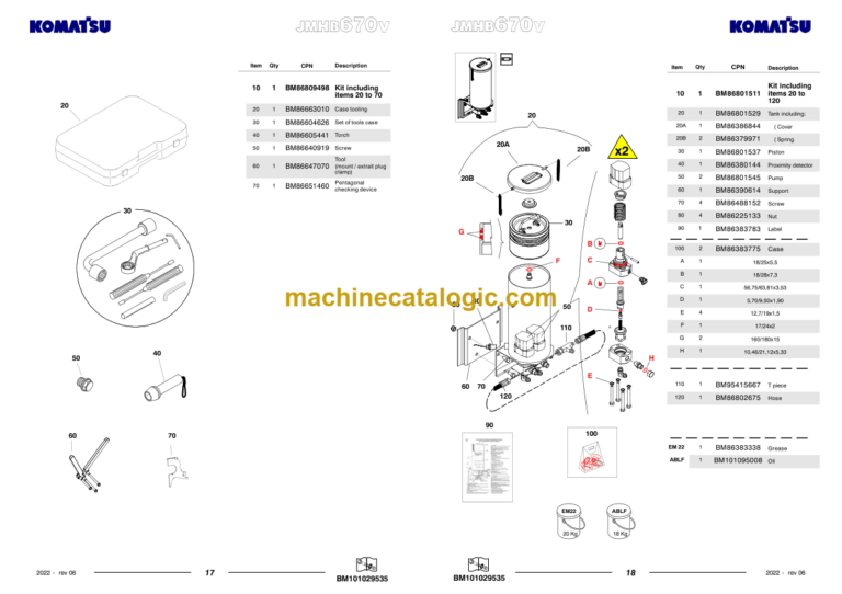 Komatsu JMHB670V-1 Hydraulic Breaker Parts Book