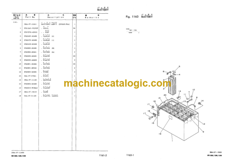 Komatsu FB10M FB13M-1 FB15M-1 Parts Book