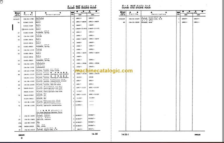 Komatsu D80 D85APE-12 Parts Book