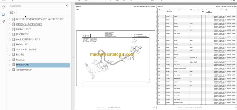 Manitou MT 620 Turbo Parts Catalogue
