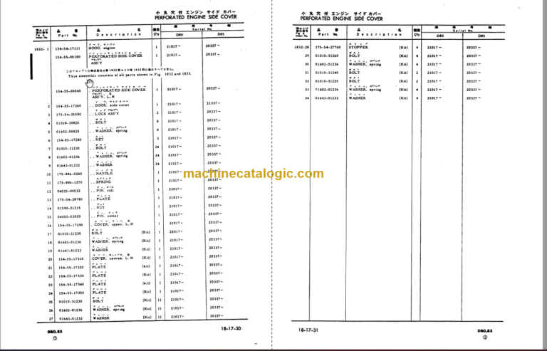 Komatsu D80 D85APE-12 Parts Book