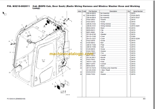 Komatsu PC128US-8 SAA4D95LE-5A Parts Book