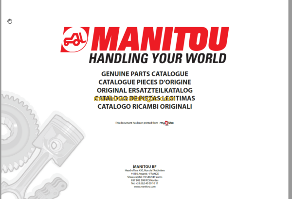 Manitou MT 523 Parts Catalogue