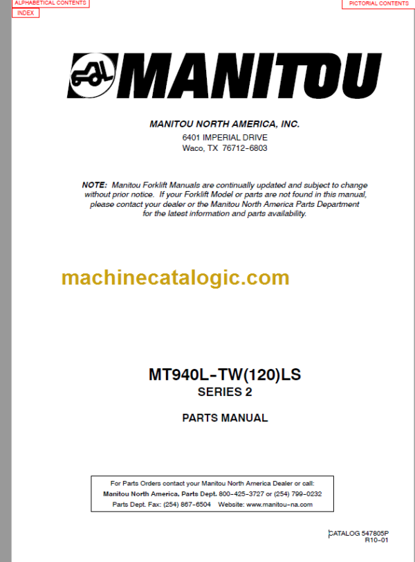 Manitou MT 940L-TW(120)LS SERIES 2 Parts Manual