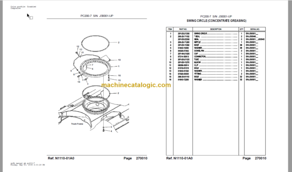 Komatsu PC200-7 SN J30001-UP Parts Book